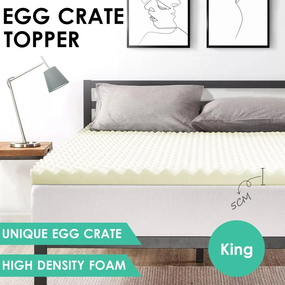 All Size Egg Crate Mattress Topper High Density Foam Underlay Protector - 5CM